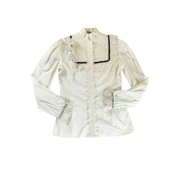 Gucci Women's 2016 Designer Edwardian Pleat And Frill Yoke Blouse - 38 - Picture 1 of 16